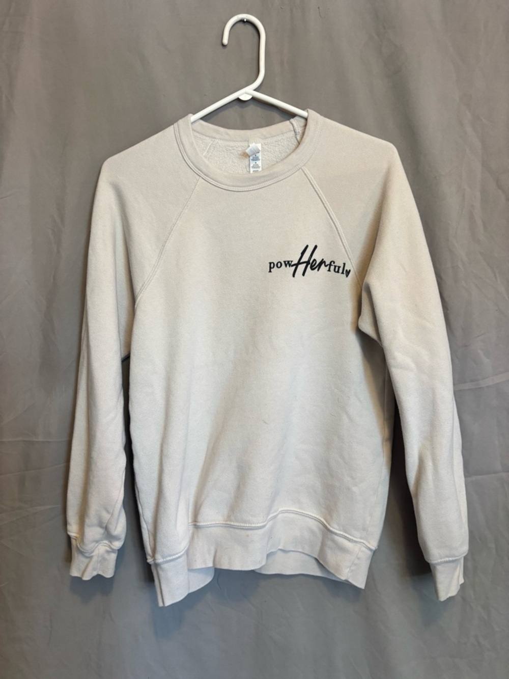 Bella Canvas Cream Crewneck Sweatshirt with 'powHerfull' Script